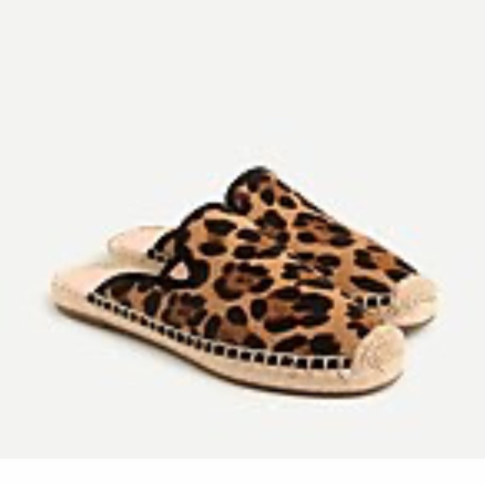 JCREW Espadrille Mules in Leopard Calf Hair
